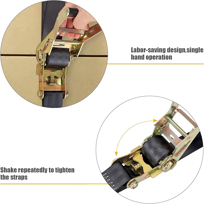 4 Pack 2 Inch Ratchet Straps Heavy Duty 20ft Tie Down Straps Ratchet with Double J Hook, 8000 LBS Break Strength, Cargo Ratchet Straps for Truck, Trailers, Motorcycle, Kayaks, Car Roof