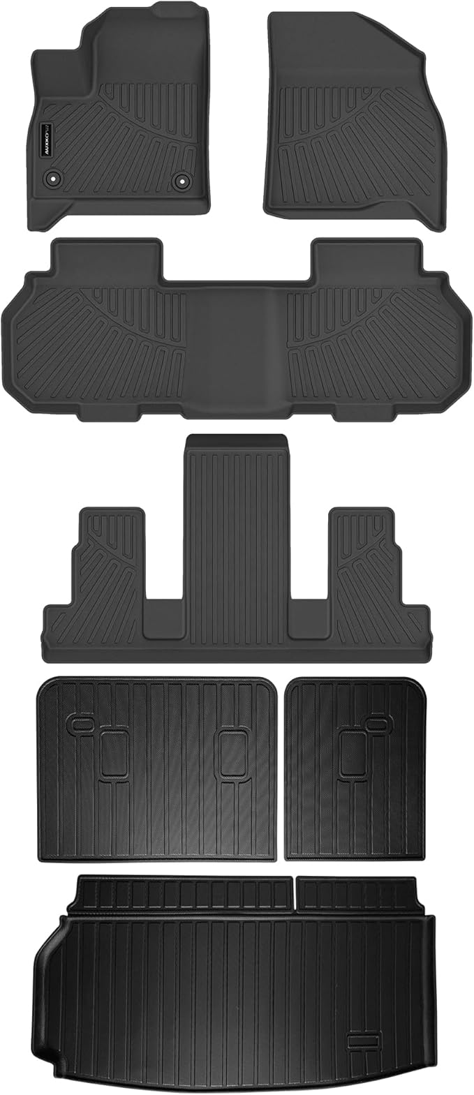 AUXKO All Weather Floor Mats Cargo Mat Backrest Mat Fit for 2024 2025 2026 Chevy Traverse & GMC Acadia 7 Seat/2025-2026 Buick Enclave TPE Liner Accessories Odorless Anti-Slip Black