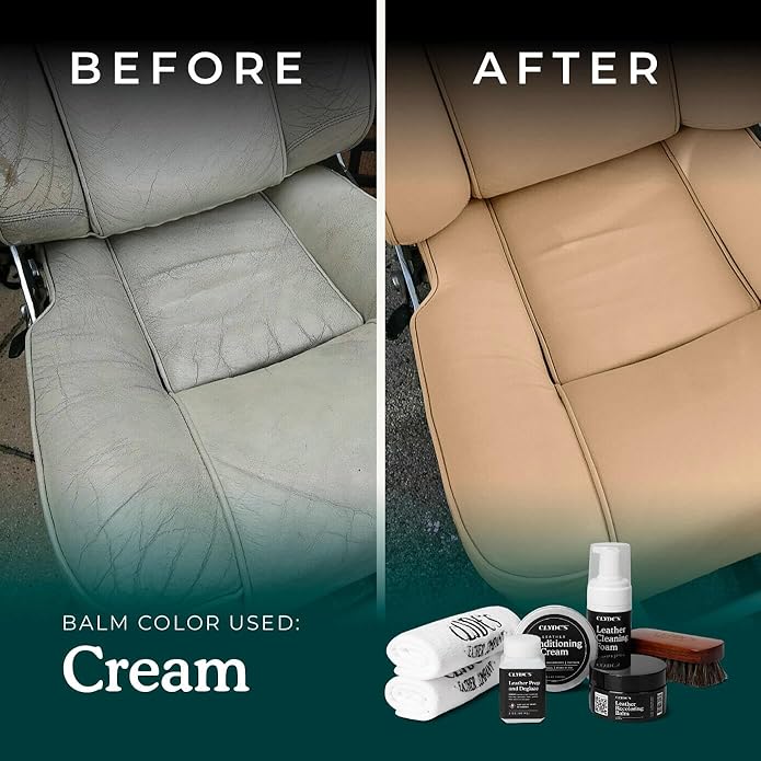 Clyde's™ 4-Step Leather Recoloring Kit | Includes Brush and Lint-Free Towels | Cleans, Restores, and Protects Your Leather