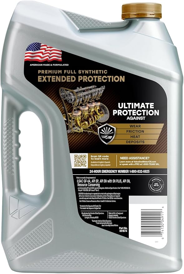 Valvoline Extended Protection Full Synthetic 0W-20 Motor Oil 5 Quart