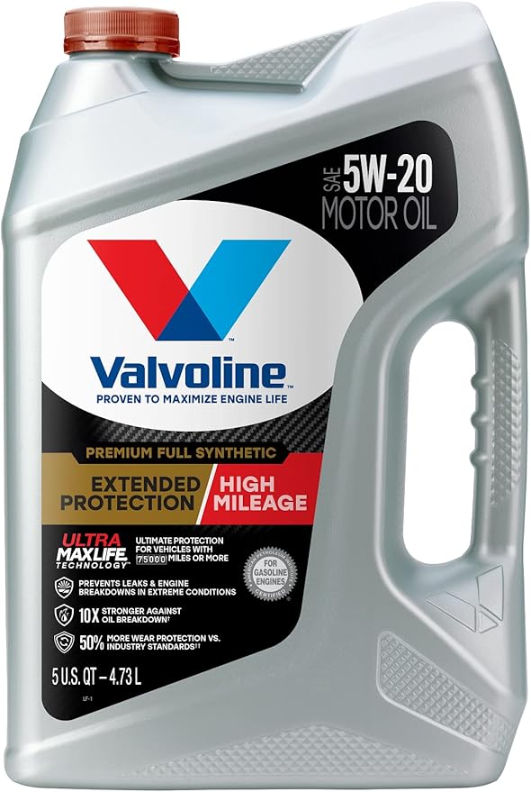Valvoline Extended Protection High Mileage with Ultra MaxLife Technology 5W-20 Full Synthetic Motor Oil 5 Quart