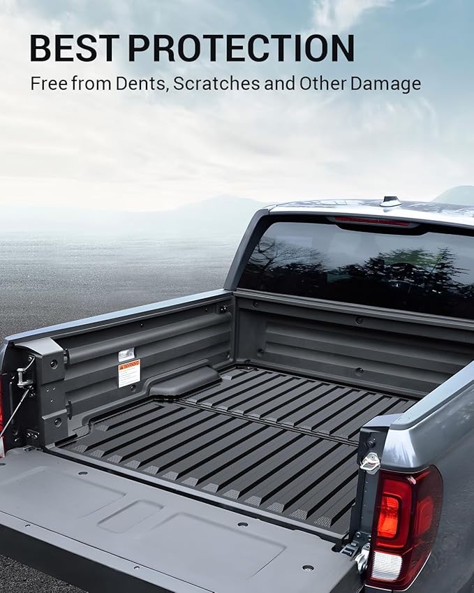 Ecarzo 2025 Upgraded Bed Mat Compatible with 2017-2024 2025 Honda Ridgeline Accessories 5.3FT Bed Liner TPE Cargo Mats Heavy Duty Rear Trunk Mat All Weather Protection