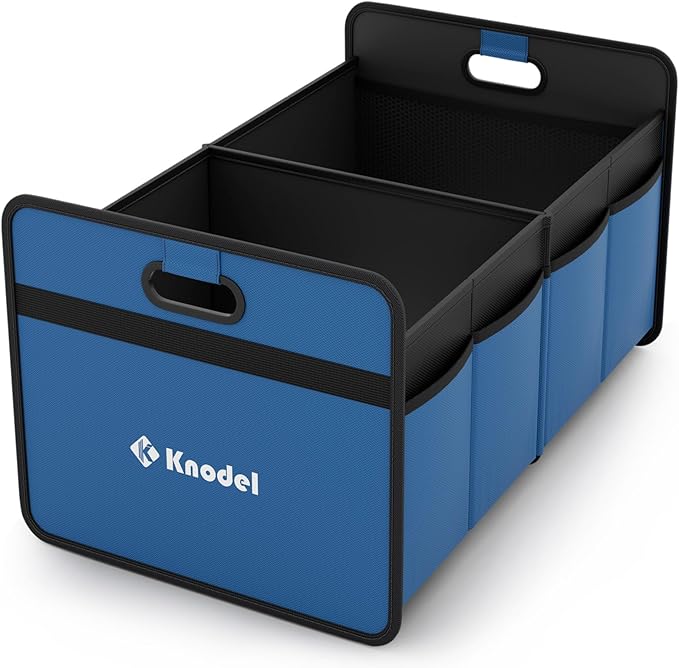 K KNODEL Car Trunk Organizer, Foldable Organizer for Car, Automotive Consoles & Organizers, Storage with Reinforced Handles (Small, Blue)