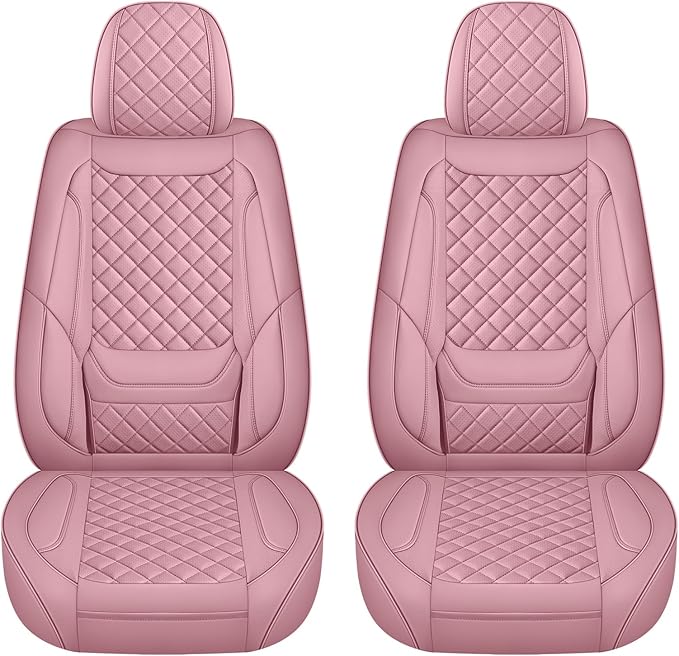 Front Seat Covers for Cars Breathable Leather Seat Covers Waterproof Seat Protectors Universal Fit for Most Automotive Cars SUV Trucks Van(Pink, Front Pair)