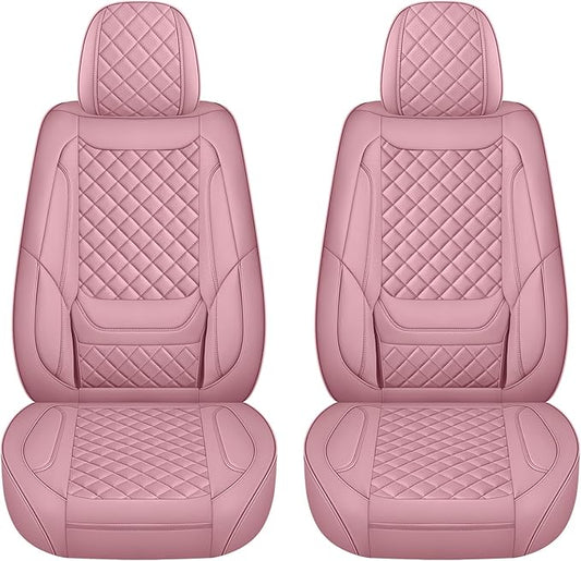 Front Seat Covers for Cars Breathable Leather Seat Covers Waterproof Seat Protectors Universal Fit for Most Automotive Cars SUV Trucks Van(Pink, Front Pair)