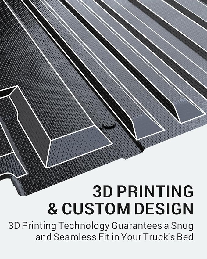 Ecarzo Truck Bed Mat for Jeep Gladiator JT 2025 2024 2023 2022 2021 2020 5FT Custom-Fit Heavy-Duty Odorless TPE Liner Anti-Slip All-Weather Cargo Bed Liner Tailgate Mat Easy-Clean Pickup Accessory