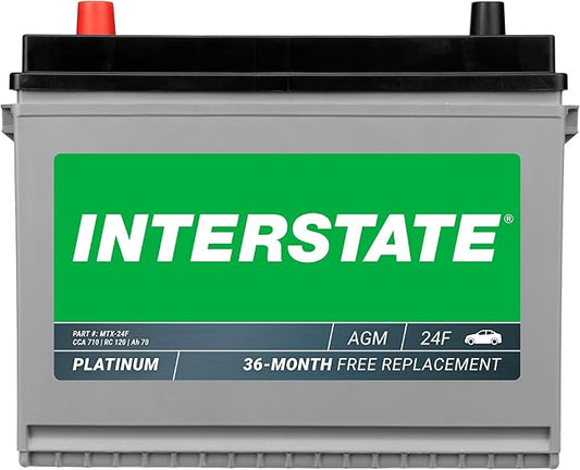 Interstate Batteries Automotive Battery 12V 70Ah (Group Size 24F) 710CCA SLI AGM Auto Battery Replacement for Cars, SUVs, Sedans, Trucks (MTX-24F)