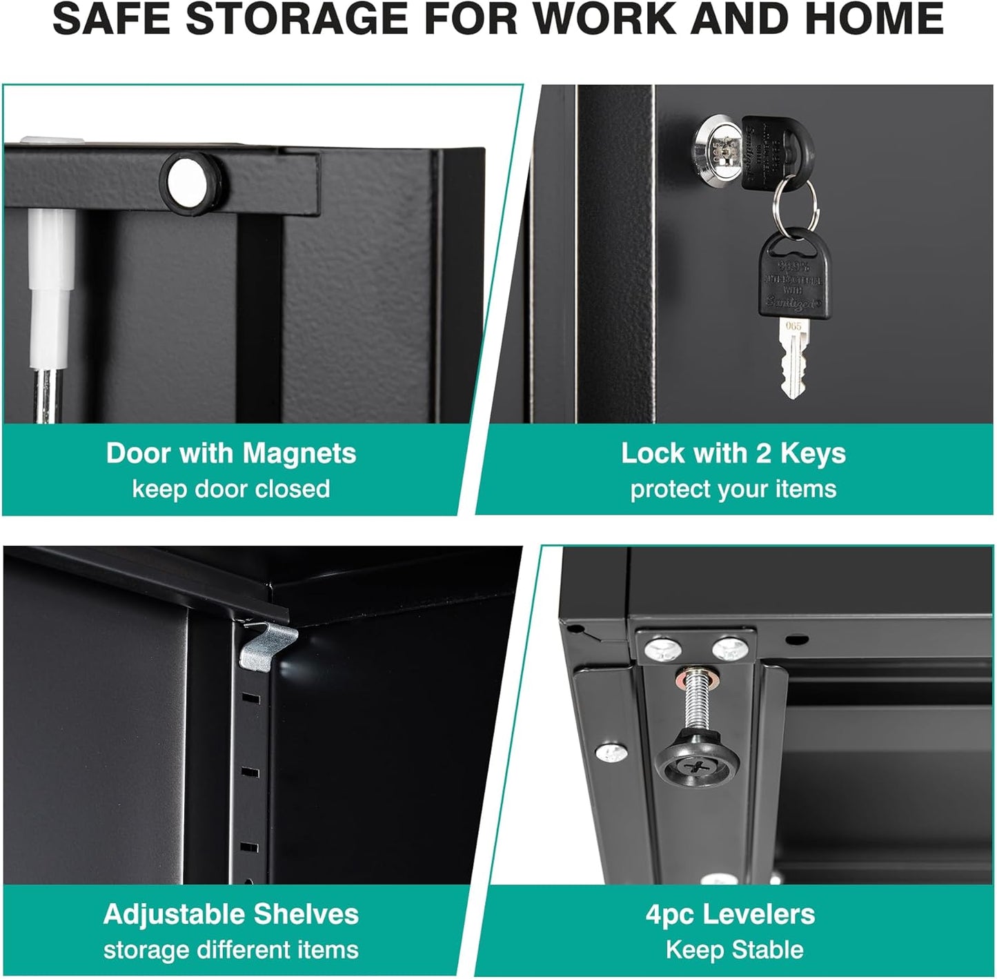 Metal Storage Cabinet with Drawer and Locks,Black Garage Storage Cabinet with Locking Doors and Adjustable Shelves,71" Tall Large Metal Cabinets with Magnetic Door for Home,Office,Garage