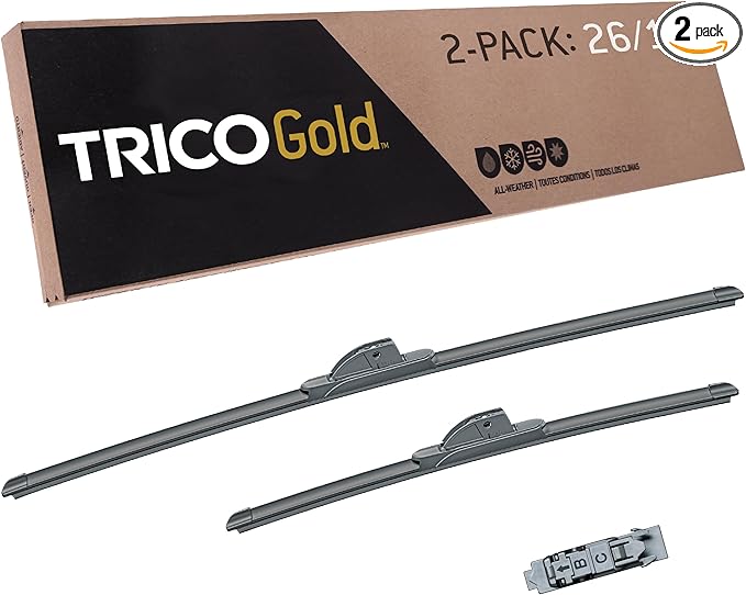 TRICO Gold™ (18-2618) 26 & 18 Inch Pack of 2 Automotive Replacement Windshield Wiper Blades for My Car Super Premium All Weather Beam Blade for Select Vehicle Models