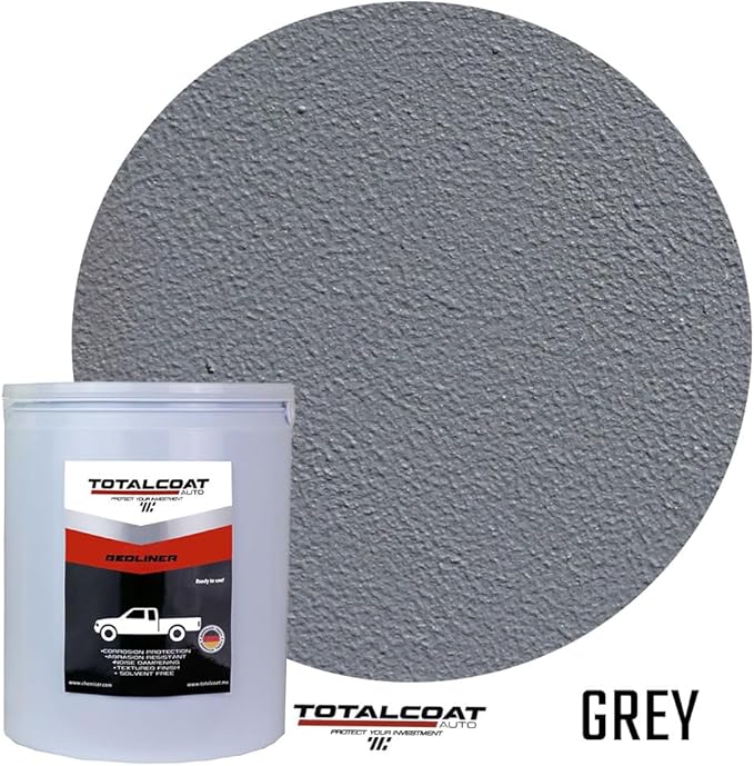 Roll On Truck Bed Liner Paint; Heavy Duty Coating Protection for Box Trucks, Pickups, Cargo Vans (1 Gallon Kit, Grey)