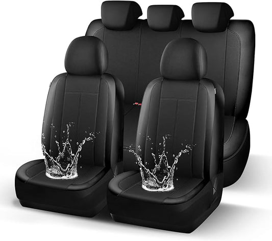 Neoprene EVA Waterproof Seat Covers, Premium Cloth Car seat Covers Full Set, Airbag Compatibable, Durable, Universal Automotive Comfort Protection for Most Cars,Trucks,SUVs(Black 816)