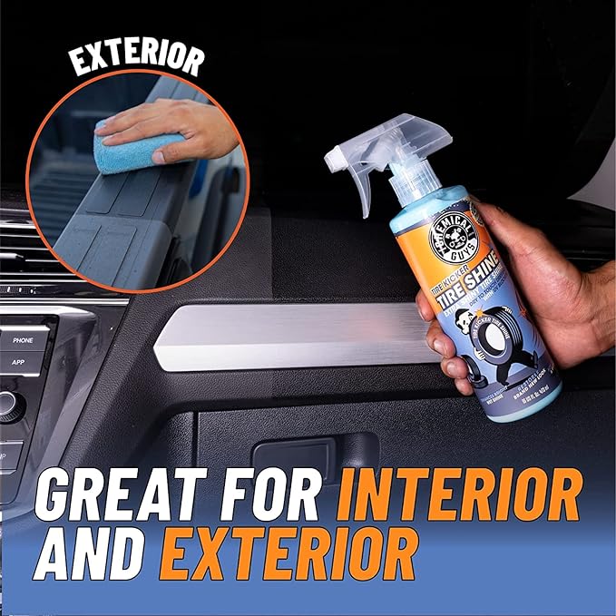 Chemical Guys Tire Kicker Sprayable Extra Glossy Tire Shine, Dry-to-Touch Dressing - Restores Wet Look to Rubber, Vinyl, and Plastic, Safe for Cars, Trucks, Motorcycles, RVs, and More - 16 oz