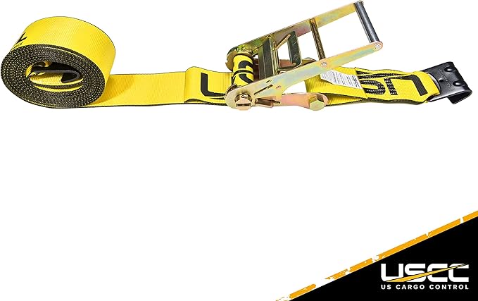 US Cargo Control 4 Inch Flat Hook Ratchet Straps (2 Pack), 4 Inch x 40 Foot, Heavy Duty Ratchet Straps with Black Flat Hooks, 5,400 lbs. Working Load Limit, Tie Down Straps for Flatbed Trailer