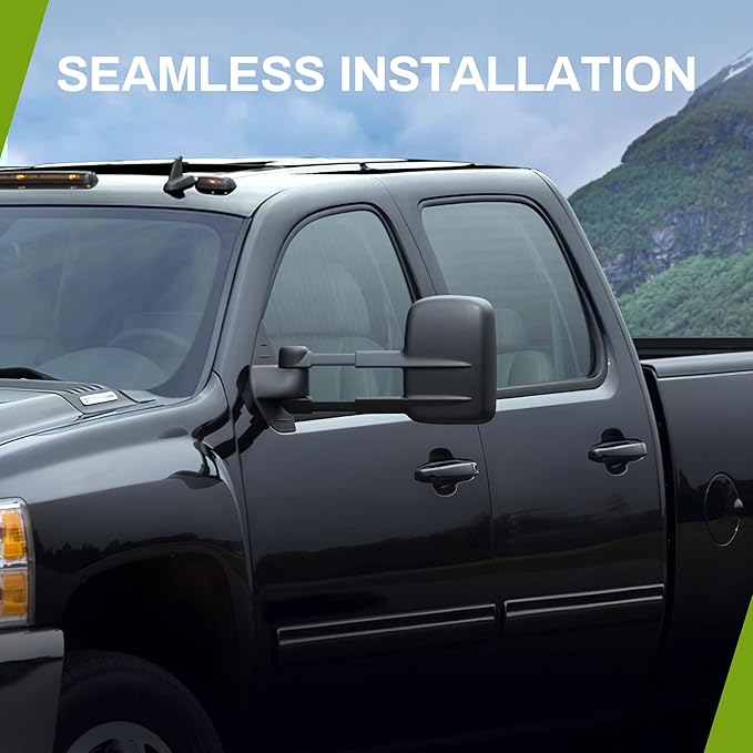 AUTOSAVER88 Towing Mirrors Compatible with 1988-1998 Chevy GMC C1500 C2500 C3500 K1500 K2500 K3500 Pickup Truck Manual Extendable Tow Mirrors, Driver and Passenger Sides Pair Set