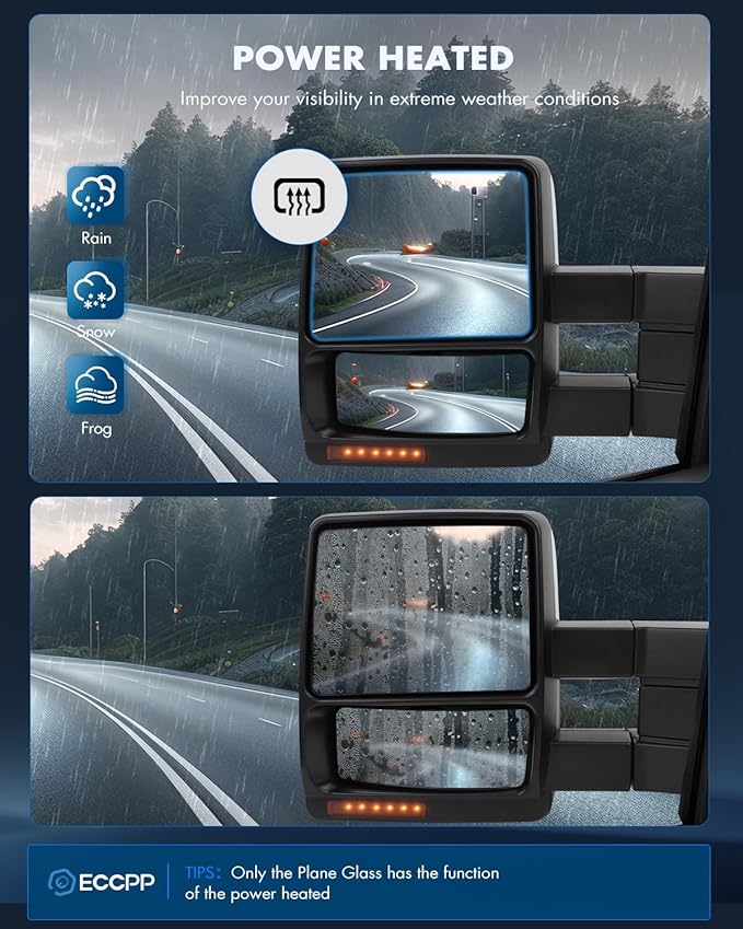 ECCPP Side Mirrors Replacement Fit 2004 2005 2006 for Ford Truck Driver Passenger Side Mirror Power Heated Turn Signal Light Towing Mirrors Pair