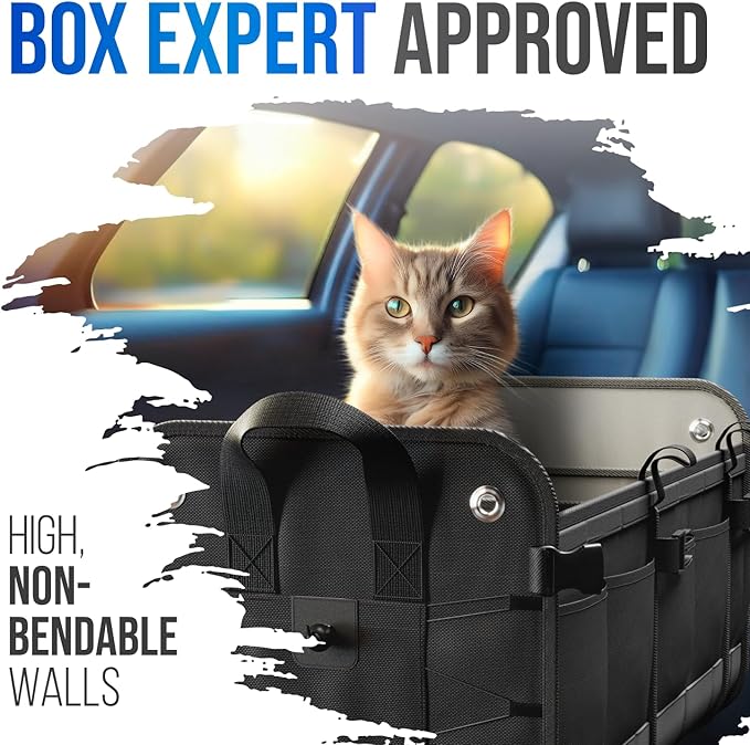 Car Trunk Organizer – Large Collapsible Storage Box with Adjustable Compartments – Heavy-Duty Cargo Organizer for SUV, Truck & Car – Non-Slip Waterproof Trunk Storage Bin for Groceries & Tools - XL
