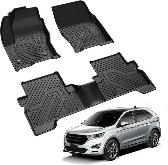 LASFIT Floor Mats for Ford Escape 2013-2019 Custom Fit All Weather Protector TPE Easy Clean Floor Liners, 1st & 2nd Row, 3PCS Black