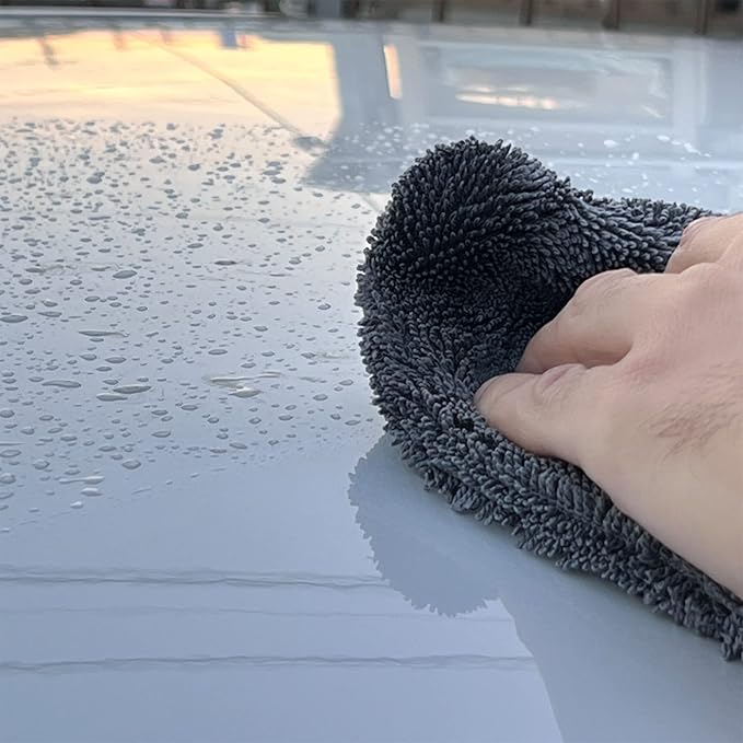 SHSCLY Microfiber Car Drying Towel Large Double Twist Pile 1200GSM Gray 35.5 x 24 Inches Pack of 1