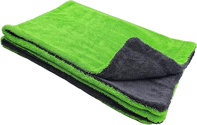 YeewayVeh 28" x 36" Car Drying Towel Extra Large, 1400 GSM Double Sided High Absorbent Car Wash Drying Towels, No Scratches or Streaks, Quick Dry Microfiber Towels for Cars Truck SUV, Green