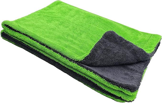 YeewayVeh 28" x 36" Car Drying Towel Extra Large, 1400 GSM Double Sided High Absorbent Car Wash Drying Towels, No Scratches or Streaks, Quick Dry Microfiber Towels for Cars Truck SUV, Green