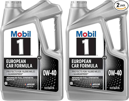 Mobil 1 Full Synthetic Motor Oil, 0W-40 | European Car Formula | 5 Quart | Pack of 2