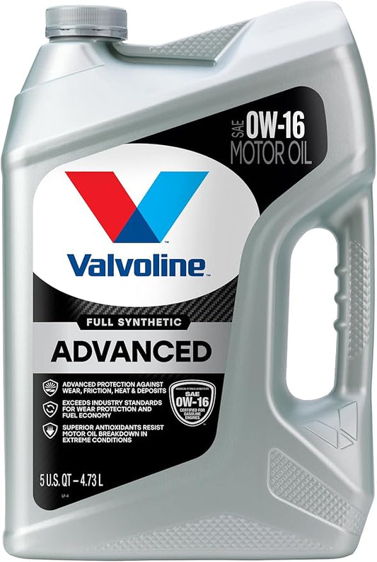 Valvoline Advanced Full Synthetic SAE 0W-16 Motor Oil 5 QT