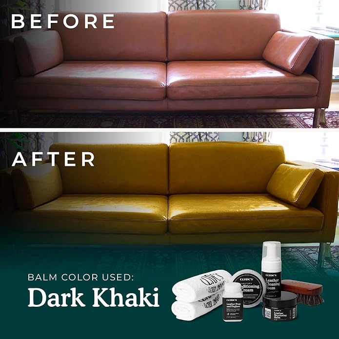 Clyde's™ 4-Step Leather Recoloring Kit | Includes Brush and Lint-Free Towels | Cleans, Restores, and Protects Your Leather