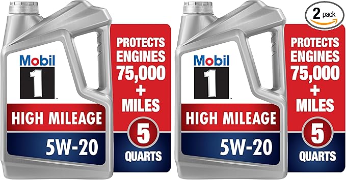 Mobil 1 Motor Oil 5W-20, 5 Quart | Full Synthetic | High Mileage | Pack of 2