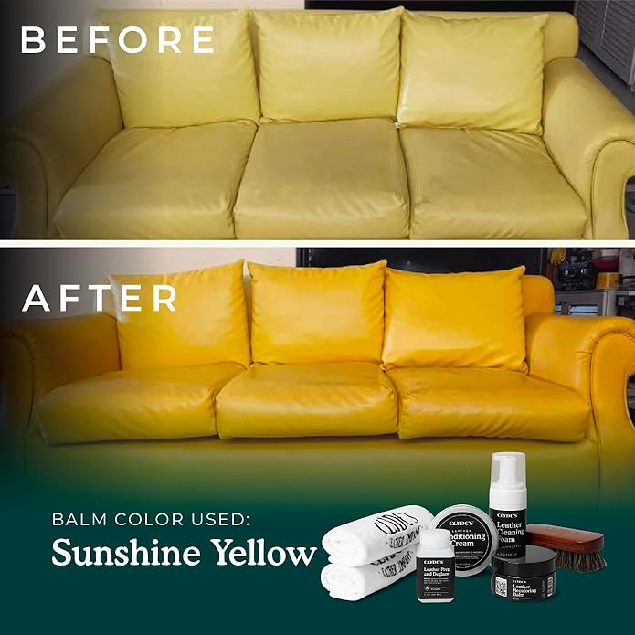 Clyde's™ 4-Step Leather Recoloring Kit | Includes Brush and Lint-Free Towels | Cleans, Restores, and Protects Your Leather