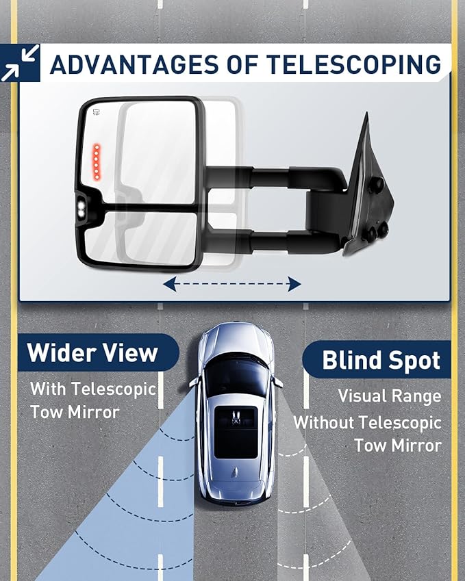 ECCPP Towing Mirrors High perfromance Automotive Exterior Mirrors Power Heated Turn Signal Replacement fit for 2003-2007 for Silverado for Sierra for Chevy for gmc 1500 2500 3500(07 New Body Style)