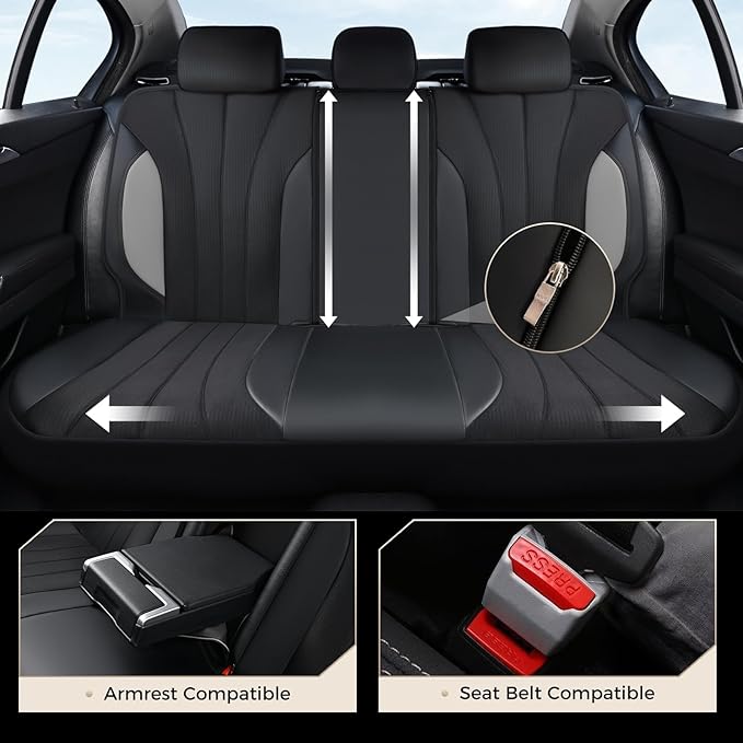 Coverado Automotive Seat Cover Full Set, Front and Rear Seat Covers, Waterproof Leather Seat Covers 5 Seats, Luxury Car Seat Protectors Universal Fit for Most Vehicles, SUV, Truck, Sedan