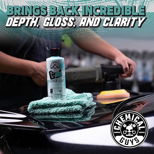 Chemical Guys C4 & P4 Clear Cut Correction Compound and Precision Paint Perfection Polish Combo - Removes Scratches, Swirls, Towel Marks, and Etching, Restores Gloss - 2 x 16 oz