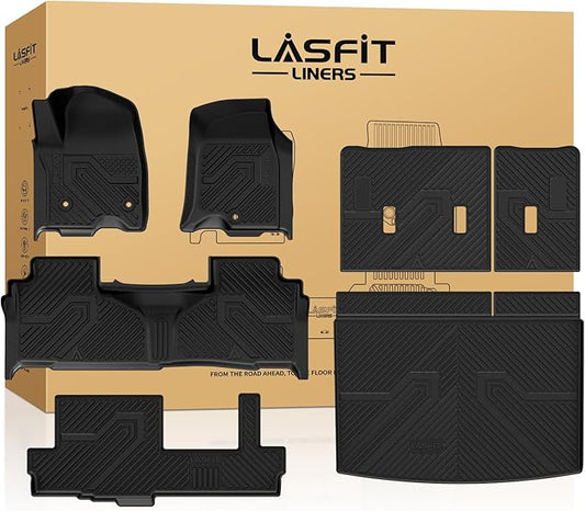LASFIT Floor Mats 2021-2026 & Only 8 Seats (Not for 7/9 Seats) for Chevrolet Chevy Suburban/GMC Yukon XL (Only Yukon XL, Not Fit Yukon)/Cadillac Escalade ESV (Only Escalade ESV, Not Fit Escalade)