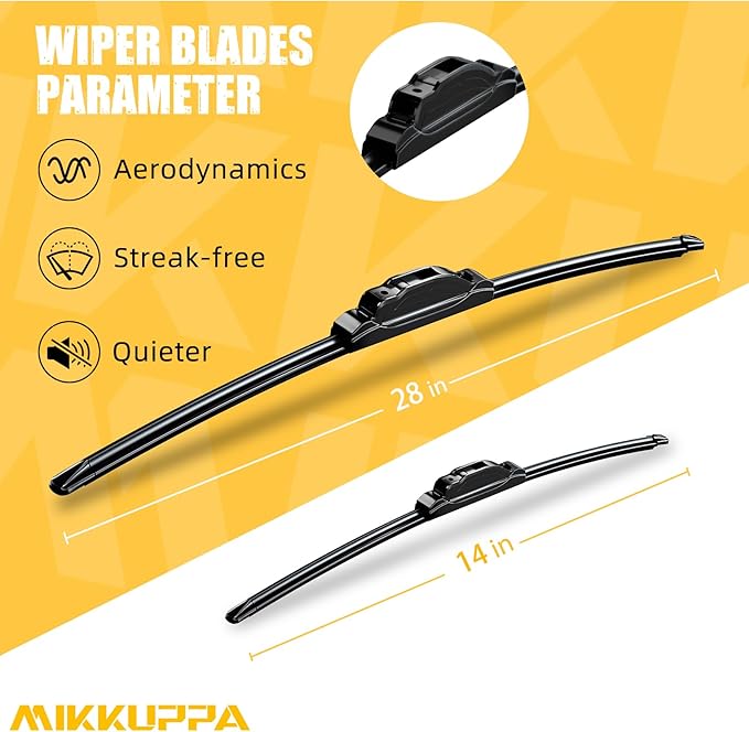 MIKKUPPA 28"+14" Windshield Wipers Blades Replacement for 2009-2020 Honda Fit, 2012-2019 Toyota Prius C, U/J Hook All Season Wiper Blades(Pack of 2)