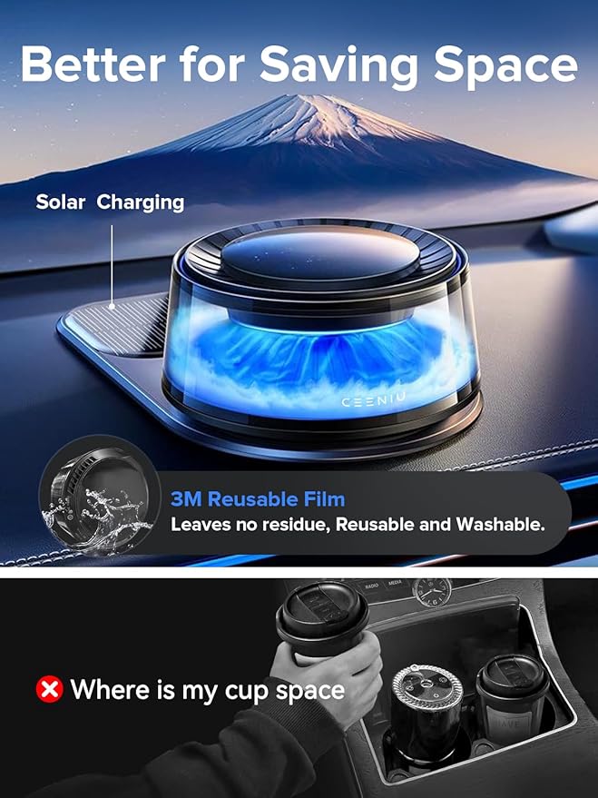 Ceeniu Smart Car Air Fresheners, Premium Scenic Fragrance Car Diffuser, Auto On/Off, Adjustable Intensity, Sandalwood Cologne & Cherry Blossom Lasts for 4 months, 2025 New CF8 Automotive Freshener