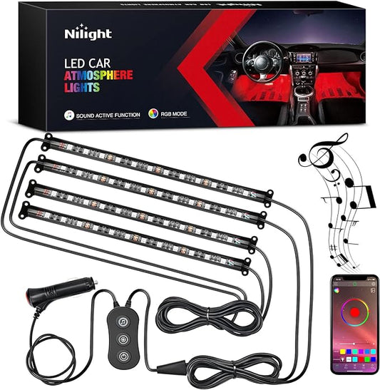 Nilight Car Interior Lights with APP Control 16 Million RGB Colors Strip Lights with Music Sync Mode and Multiple Scene Options for Cars Trucks SUVs