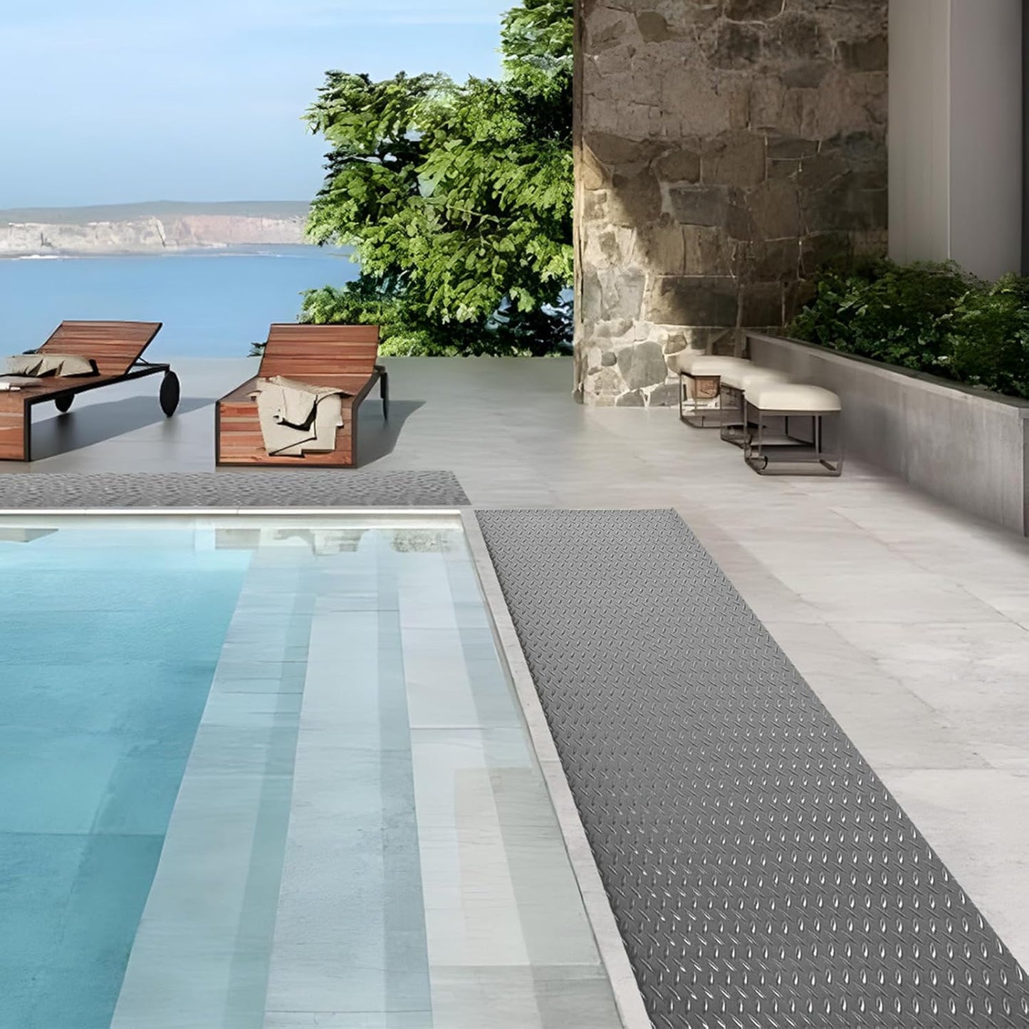 Boshen 7.5Ft x 17Ft Rubber Flooring Mats 1.6mm Diamond Plate Flooring Roll 127.5sqft Rubber Trailer Garage Floor Mats Non-Slip Floor Protector Mat for Garage Warehouse Gym Basement-Gray