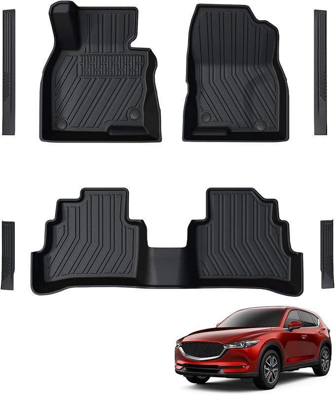 Floor Mats for 2017-2025 Mazda CX-5, TPE All Weather Protection Custom Fit Floor Liners Door Sill Guards for Mazda CX5 Accessories 2024 2025