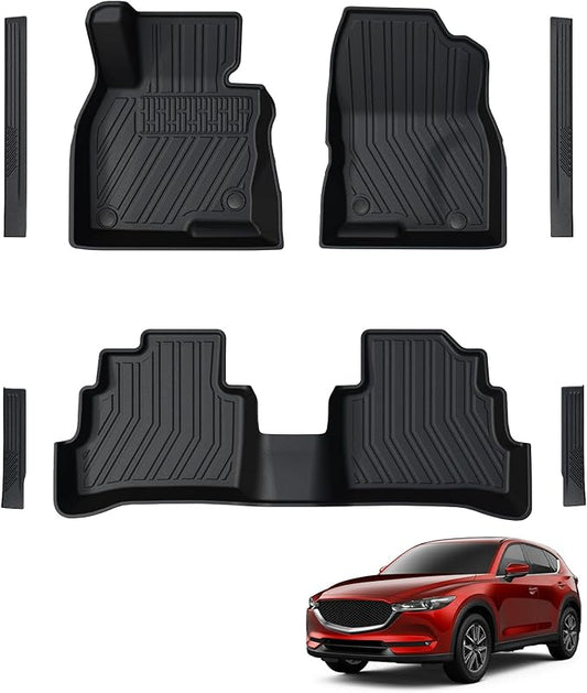 Floor Mats for 2017-2025 Mazda CX-5, TPE All Weather Protection Custom Fit Floor Liners Door Sill Guards for Mazda CX5 Accessories 2024 2025