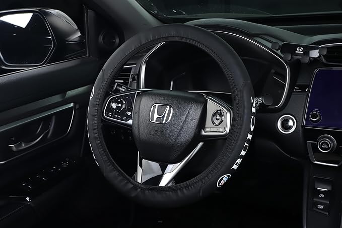 Black car Steering Wheel Cover - Universal Car Accessory for Diverse Cars, Durable Leather Cover with Anti-Slip Lining, for BuIck Steering Wheel with a Diameter of 14.5"-15".