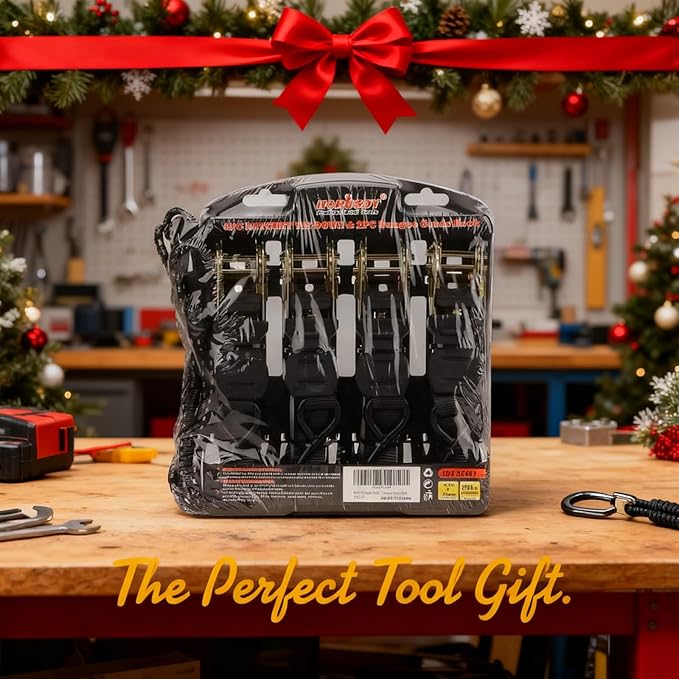 HORUSDY Ratchet Straps, 2,200 LB Break Strength, 4-Pack 15FT Ratchet Tie Down Straps Set for Motorcycle Straps Tie Downs, Appliances, Lawn Equipment, Cargo Straps for Trucks. (Black)