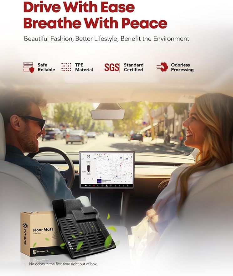 YHTAUTO Floor Mats Fit 2007-2014 Toyota FJ Cruiser(Without Hook Retention), TPE All Weather Car Mats Waterproof Anti-Slip Odorless Floor Liner, Interior Car Accessories Front & 2nd Row Liner