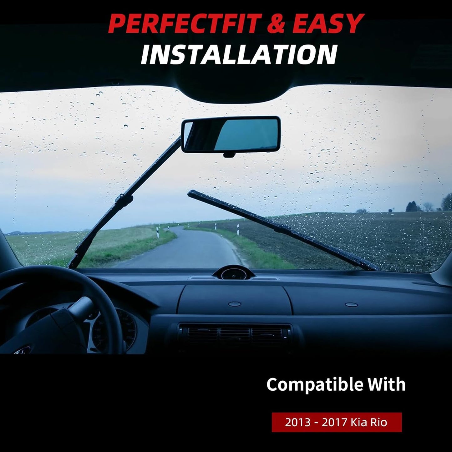 OTUAYAUTO Premium Windshield Wiper Blades - Replacement for Kia Rio 2013-2017 - Precision Fit, All-Weather Performance, Front and Rear Wiper Blades, J/U Hook - 26"+16"+11" (Pack of 3)