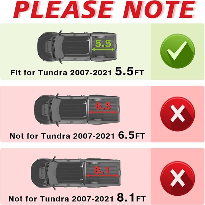 TripleAliners Truck Bed Mat Compatible with 2007-2021 Toyota Tundra Accessories 5.5FT Vehicle Perfectly Flush All Weather Protection TPE Heavy Duty Pickup Car Bed Cargo Mat