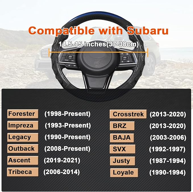 GIANT PANDA Steering Wheel Cover for Subaru Forester, Car Steering Wheel Cover for Subaru Outback and Crosstrek - Blue
