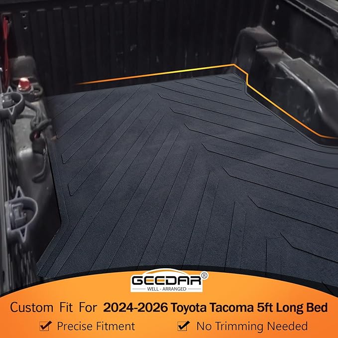 GEEDAR Rubber Bed Mat Compatible with 2024 2025 Toyota Tacoma 5Ft Heavy Duty Truck Bed Mat for Toyota Tacoma 5ft Truck Bed Liner, Heavy Duty Pickup Bed Accessories Cargo Mat