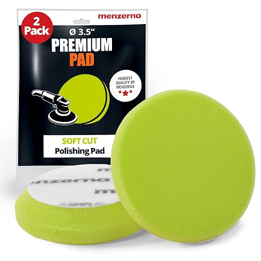 MENZERNA 3.5 Inch 2X Premium Polishing Pads Finish I High Shine Finishing Buffer Pad I Body Repair Buffing & Polishing I with Safety Edge, Velcro Attachment I Washable & Long Lasting