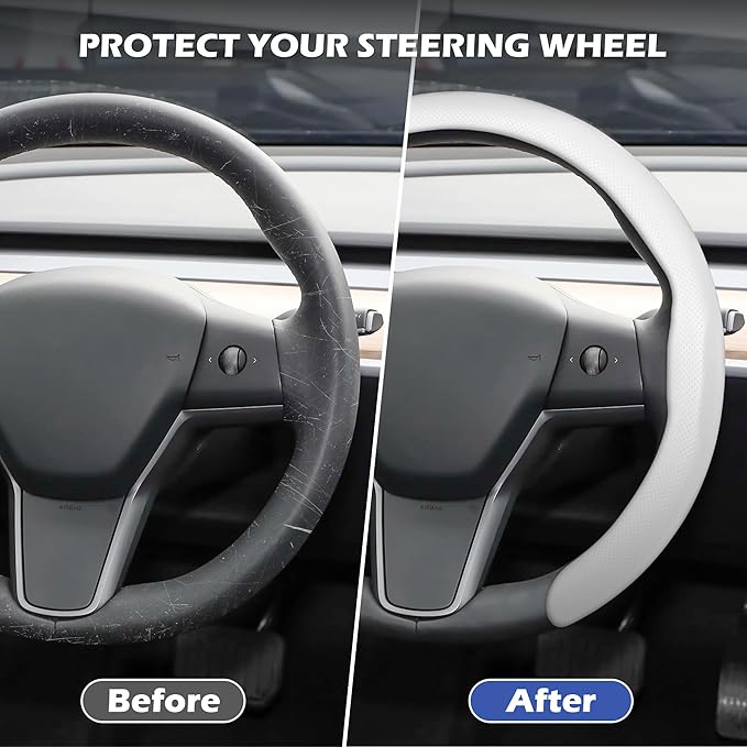 frani Nappa Leather Steering Wheel Cover, Universal 15 Inch Premium Non-Slip Steering Wheel Cover White