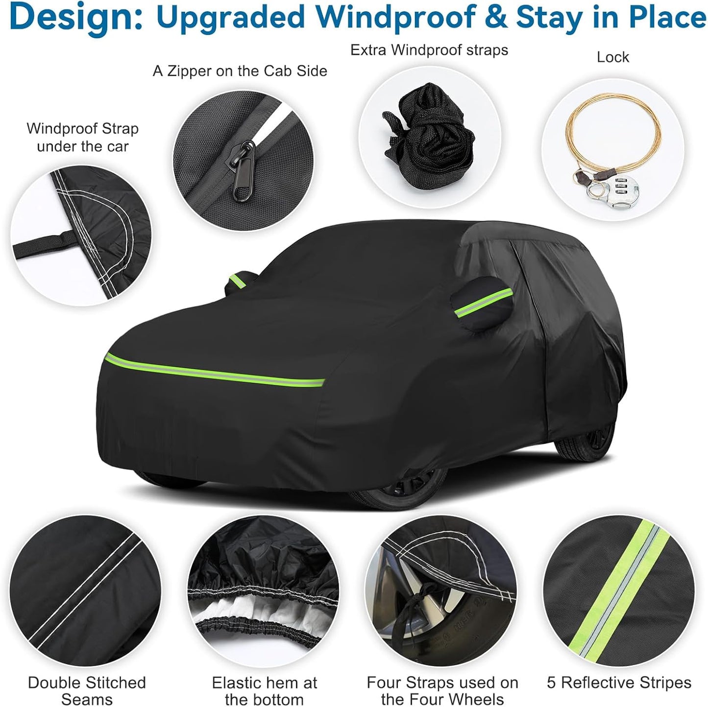 Full Car Covers for 2014-2025 Mini Cooper/Cooper S/Hardtop/Clubman/Countryman 4 Door, Car Cover Waterproof Heavy Duty All-Weather Protection with Door Zipper & Storage Bag