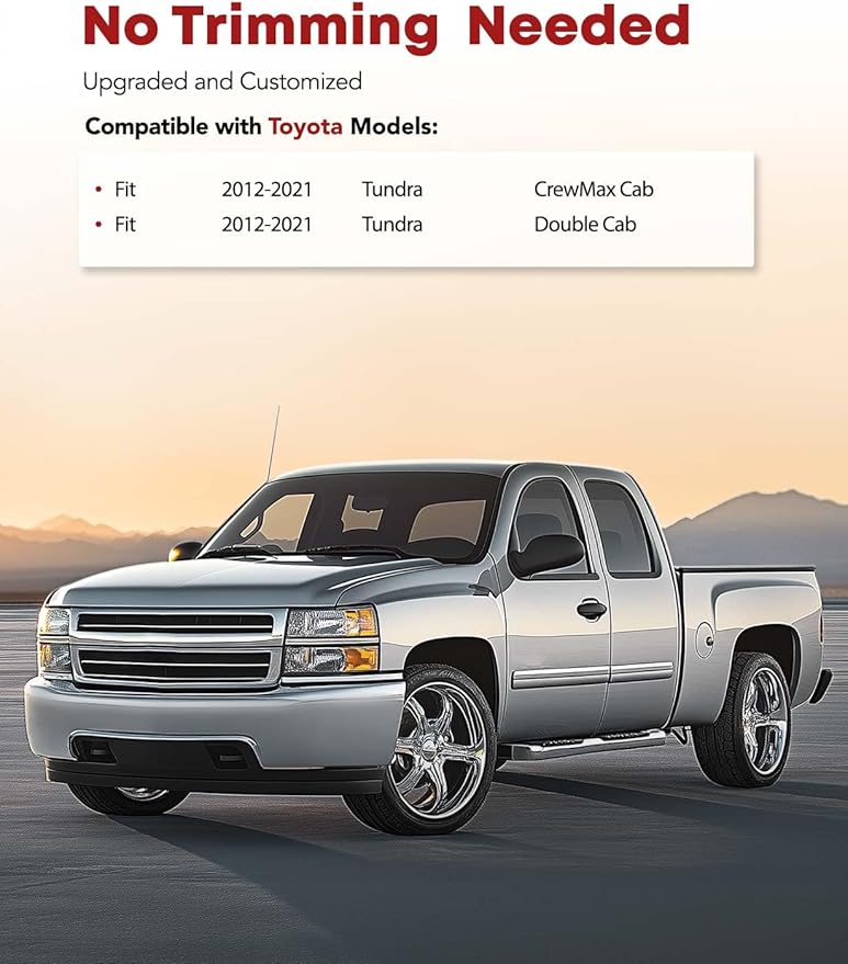 YHTAUTO Floor Mats Fit 2012-2021 Toyota Tundra CrewMax/Double Cab, TPE All Weather Car Mats Waterproof Anti-Slip Odorless Floor Liner, Interior Car Accessories Front Liner